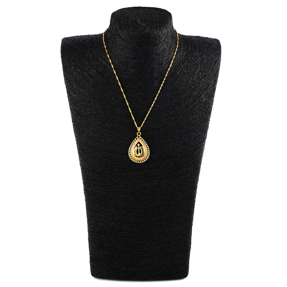 Ethlyn Gold Color Allah Pendants & Necklaces Arab Muslim Islam Jewelry Heart Mohammed Women and Girls P068