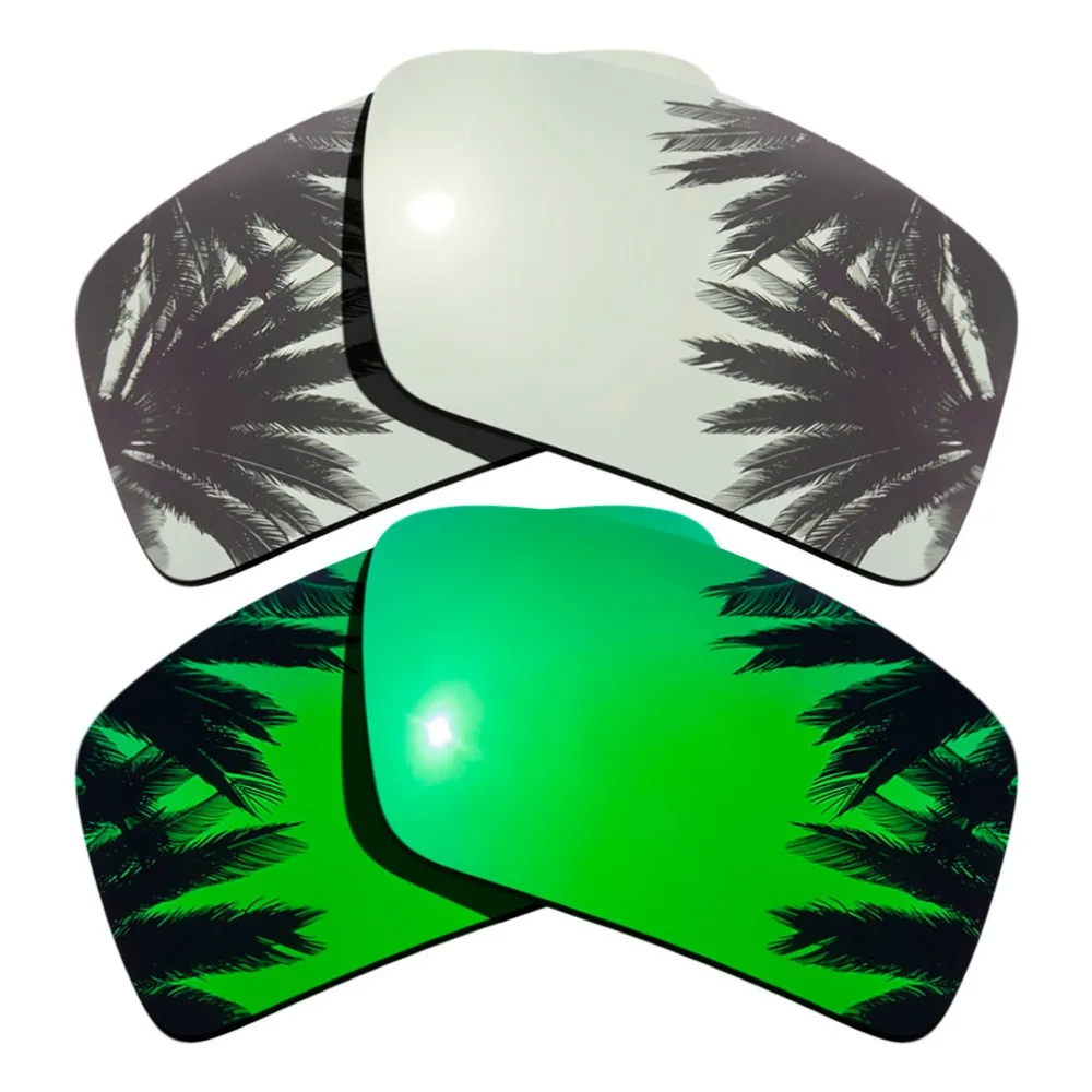 

(Silver Mirrored Coating+Green Mirrored Coating) 2-Pairs Polarized Replacement Lenses for Eyepatch 2 100% UVA & UVB Protection