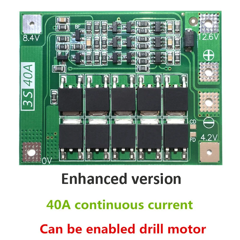 3S 40A Li-ion Lithium Battery Charger Protection Board PCB BMS For Drill Motor 11.1V 12.6V Lipo Cell Module