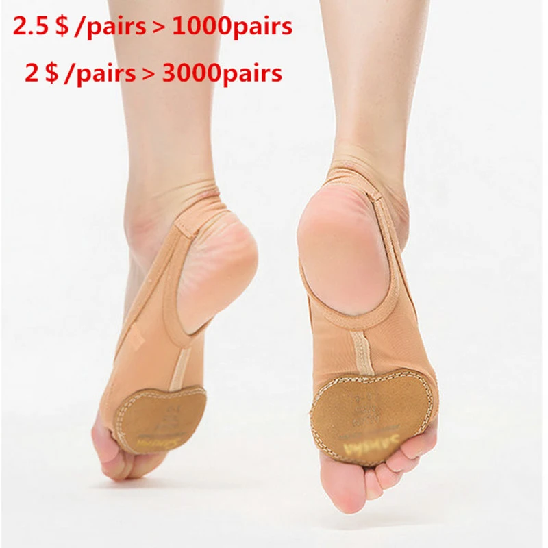 Leather mesh calisthenics training skills for half a year foot toe pads set belly ballet shoes