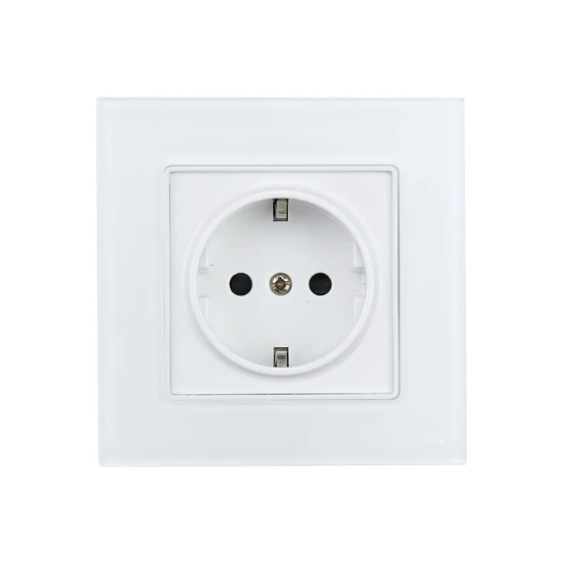 German standard wall tempered glass panel socket plug ground 16A eu standard socket 86