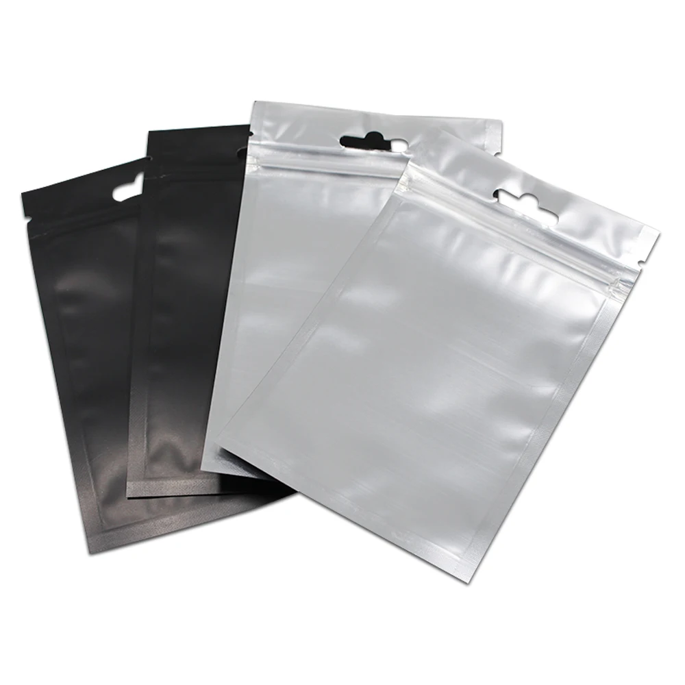 

9*15cm 200Pcs/ Lot Black Self Seal Aluminum Foil Zip Lock Packing Pouch, Clear Poly Resealable Mylar Zipper Package Storage Bag