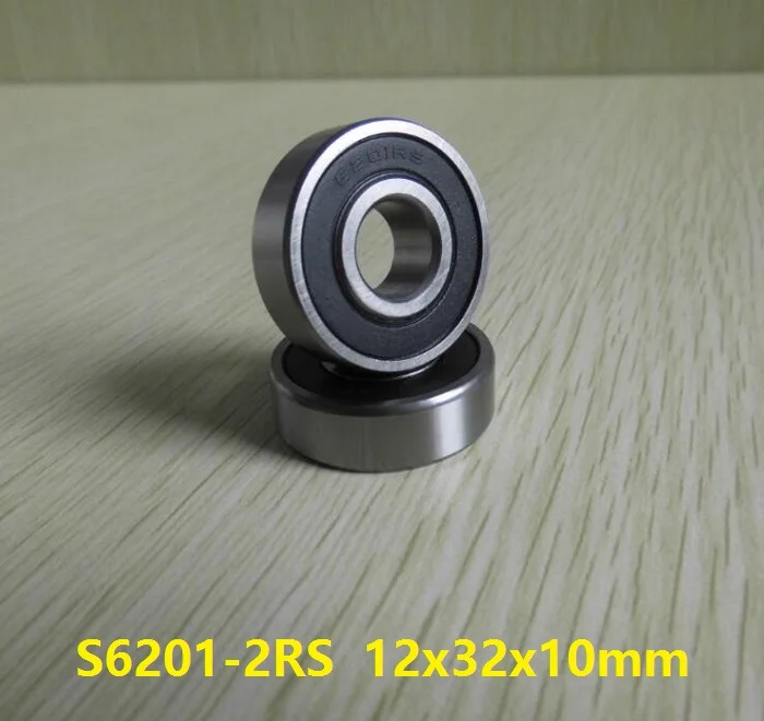 10pcs ABEC-5 S6201RS S6201-2RS S6201 2RS 12*32*10mm Stainless Steel ball bearing Deep Groove Ball bearing 12x32x10mm 6201