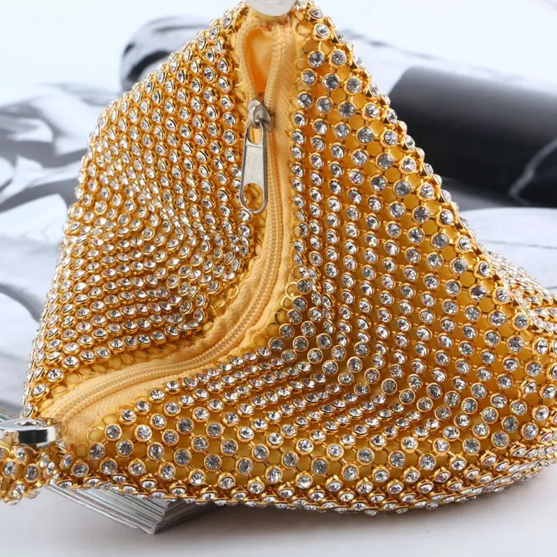 Fashion Vintage Women\'s Triangle Glitter Handbag Purse Clutch Evening Luxury Bags Party Prom Lady Female Small Bag New