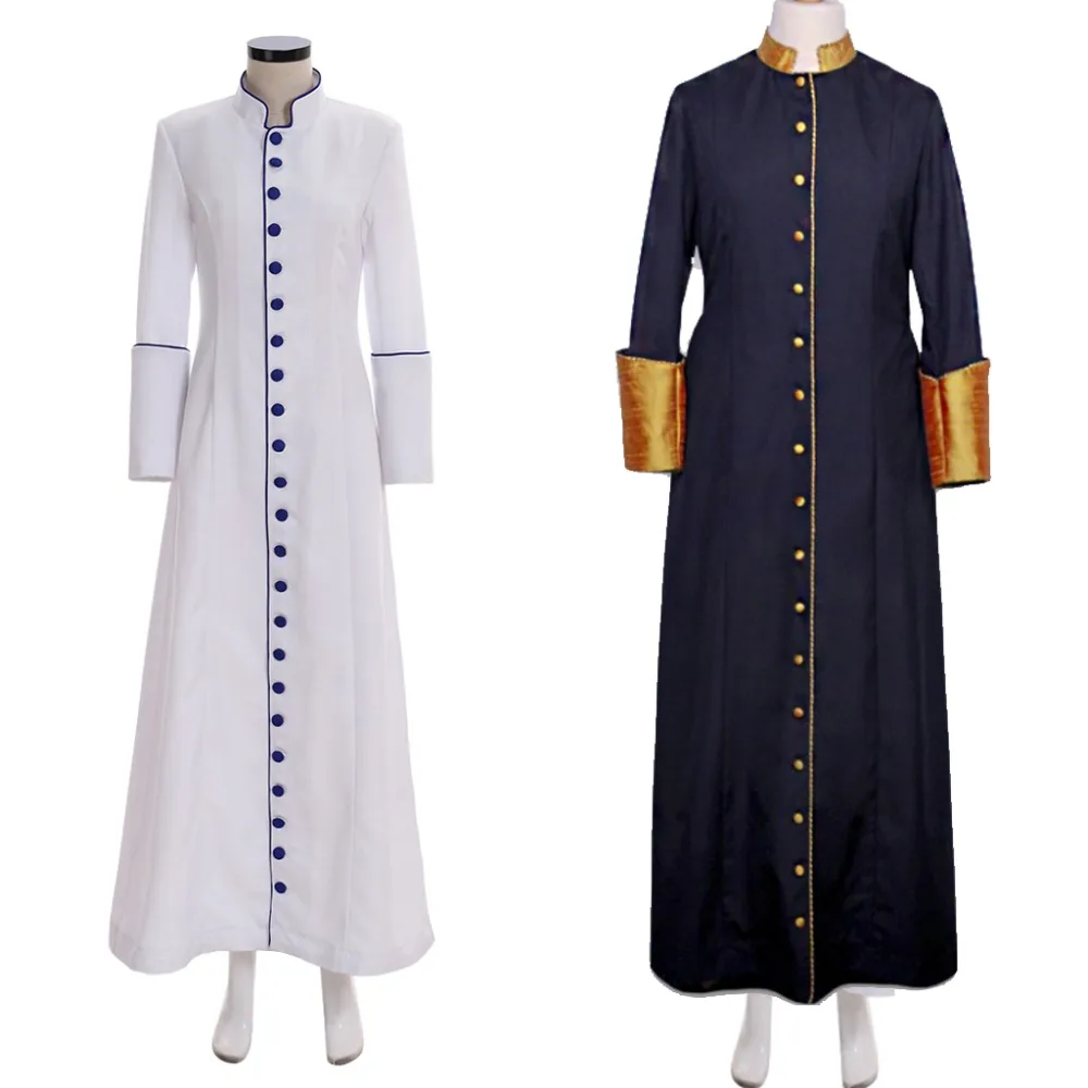 

Cosplaydiy Custom Made Pastors Cassock With Cuffs Womens Cassock Robe Costume Jacket Coat L320