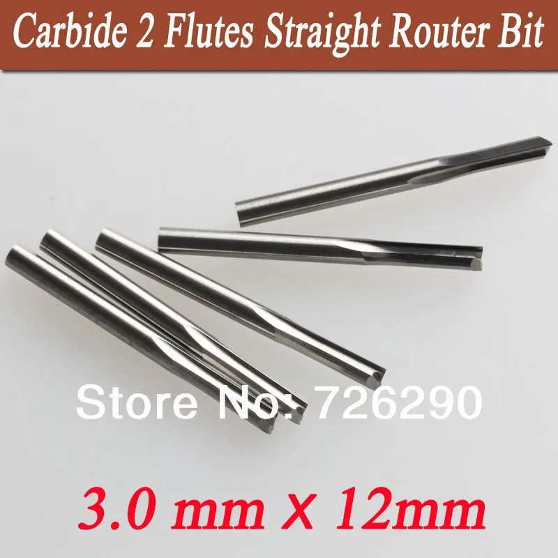 5pcs 3.175*3.0*12mm 2 Flutes Straight Router Bits, Milling Cutter Wood, Wooden Tools From Factory