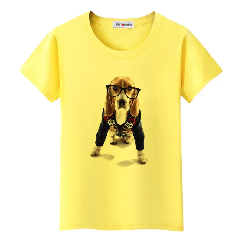 Funny Sunglass dog cool T-shirt For women new style creative Design Tops Tees fashion femme shirts