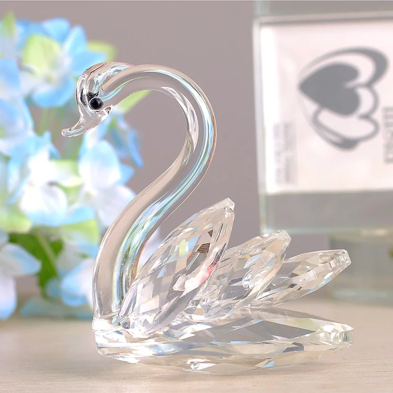 

H&D Sparkle Crystal Swan Figurine Collection Paperweight Table Centerpiece Ornament Collectibla Gift For Christmas Day