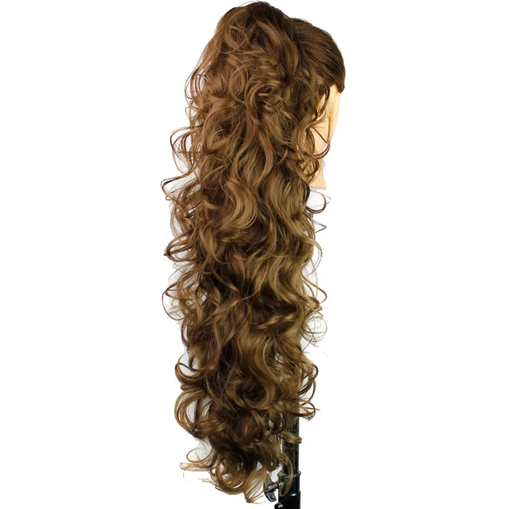 Extensions de Cheveux Synthétiques Longs Ondulés pour Femme, Fibre Haute Température, Pince à Griffe, Queue de Cheval, Tressage de Luxe, 76cm, 210g