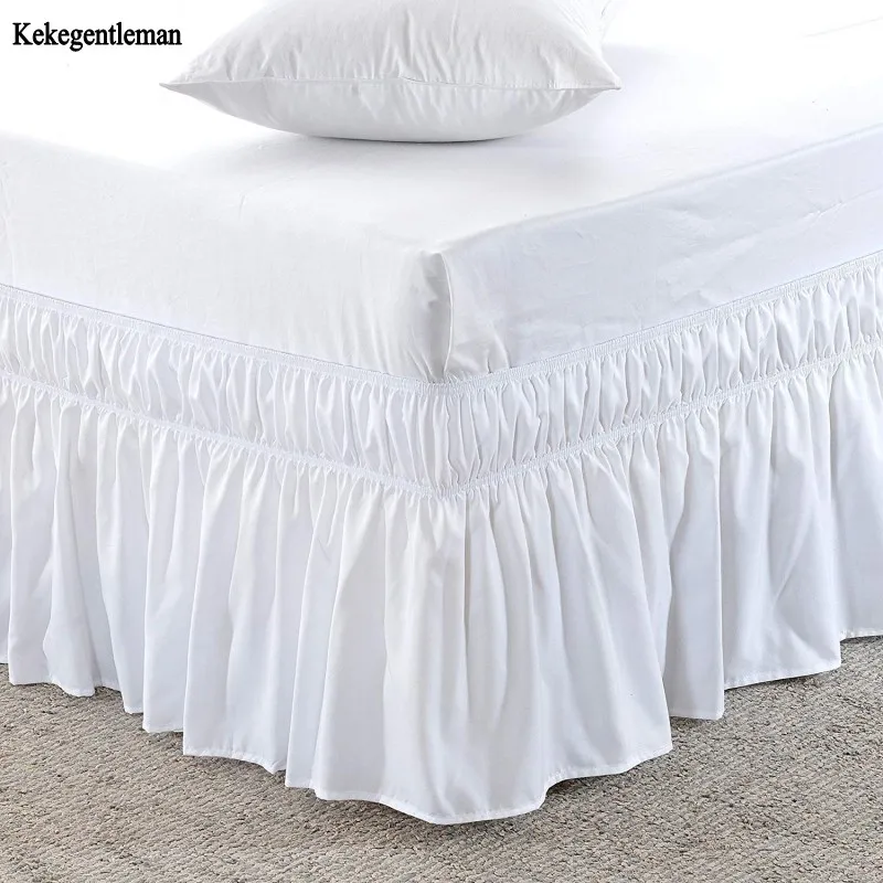 Hotel Queen Size Bed Skirt White Bed Shirts without Surface Elastic Band Single Queen King Easy On/Easy Off Bed skirt