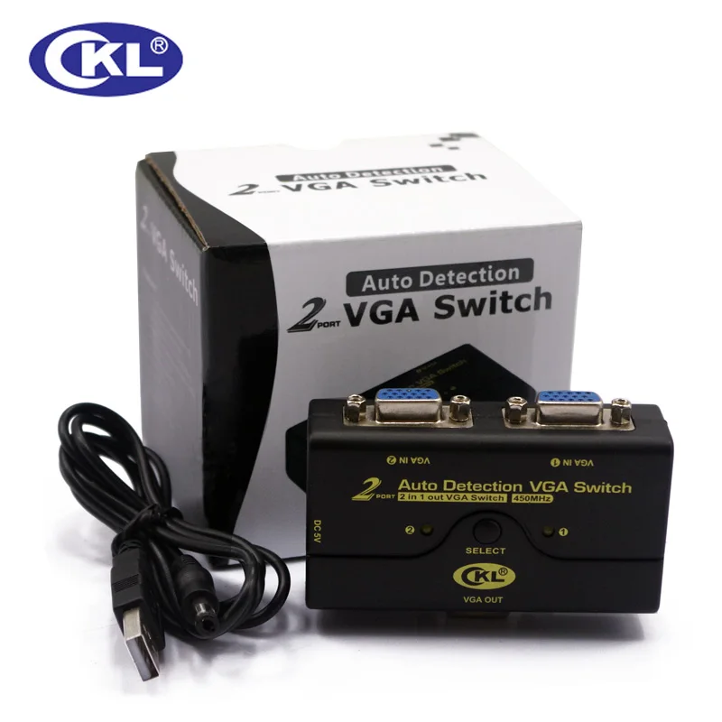 Commutateur automatique de VGA d'ABS de CKL 2 dans 1 sortie, 1 détection automatique de soutien de growSwitcher du moniteur 22048*1536 450MHz USB 62CKL-21A