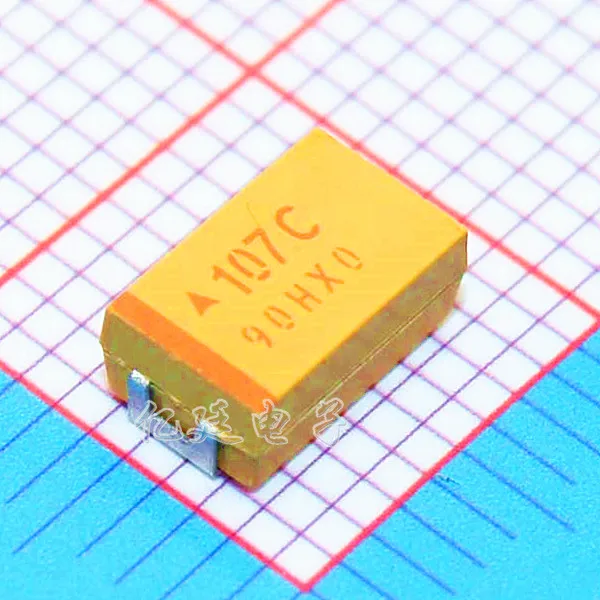 Chip tantalum capacitors 107C 100UF 16V D type 7343/2917 10% yellow polar bile capacitance