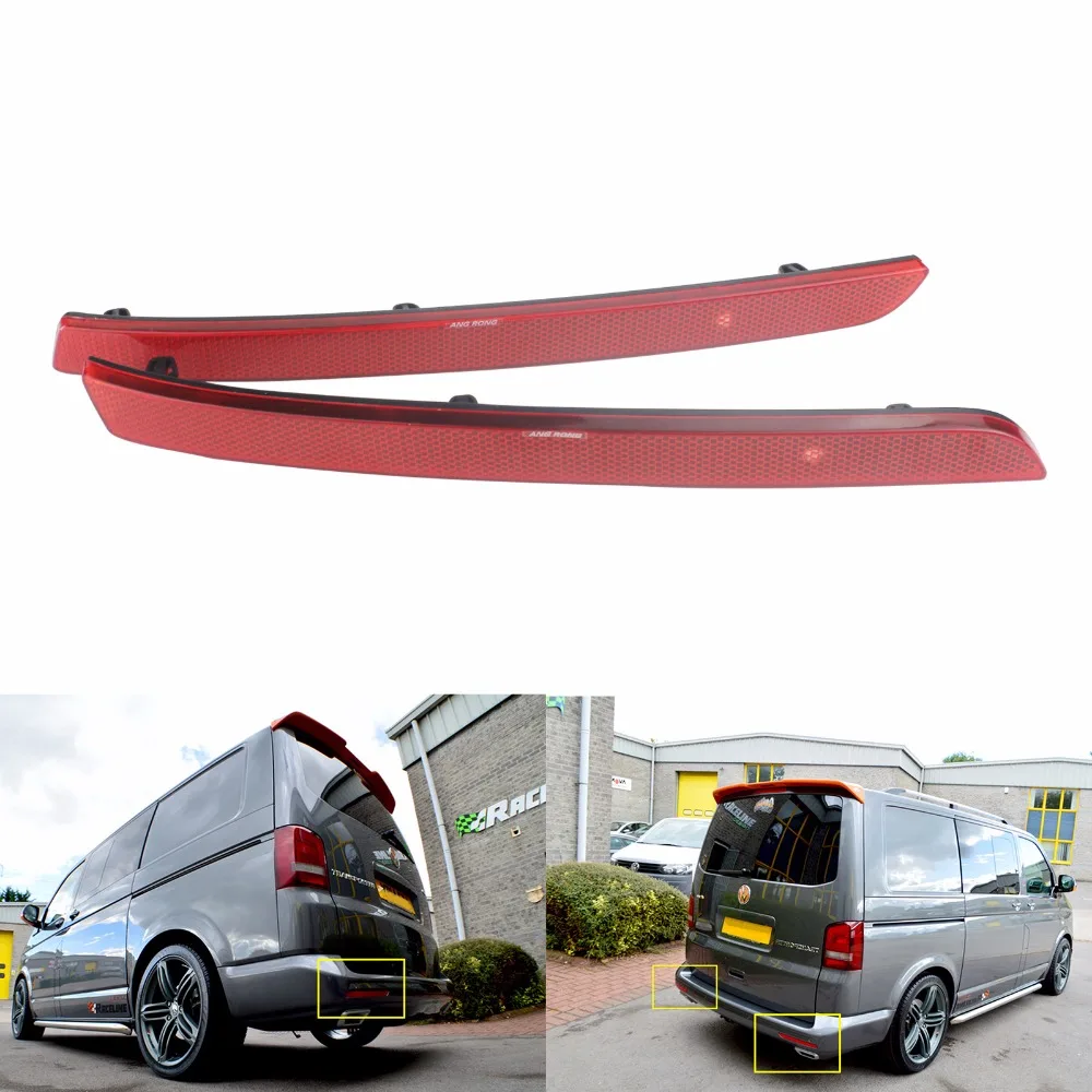 

ANGRONG 2x For VW Transporter T5 Multivan Caravelle Rear Bumper Reflector Red Lens 2012-2016 (CA333)