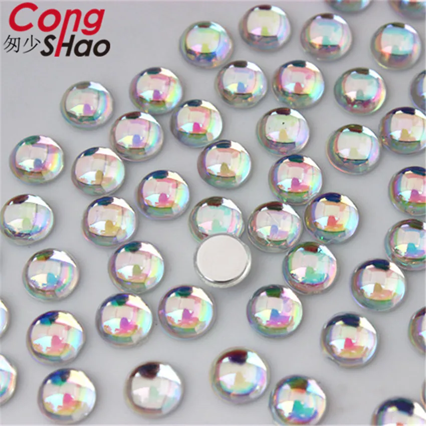 Cong Shao 100pcs 6mm 3D Nail Art Tips AB Clear flatback crystal Acrylic Rhinestone DIY phone not hotfix nails applique ZZ424