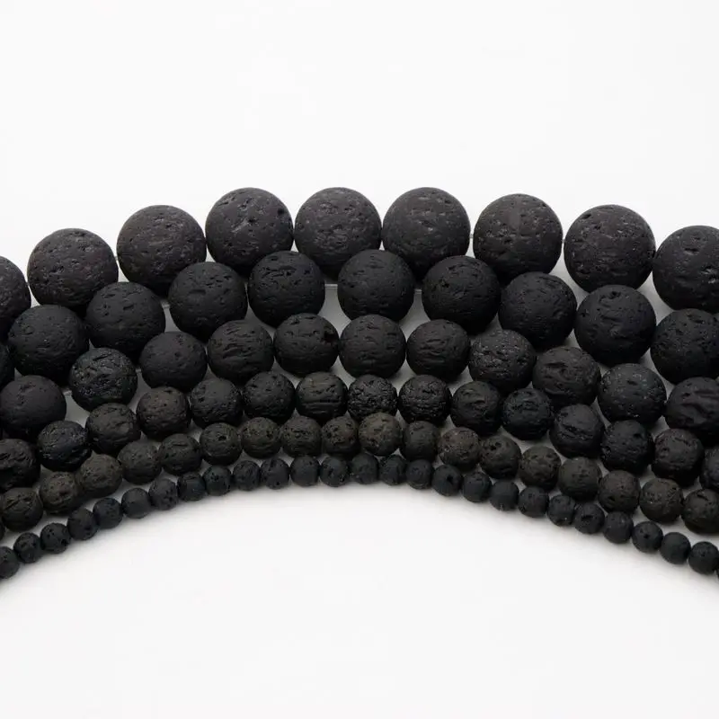 4mm/6mm/8mm/10mm/12mm Lose Spacer Vulkanstein Perlen für Schmuck Finden Halskette Armband DIY Handgemachten Schmuck Zubehör – Detail 1