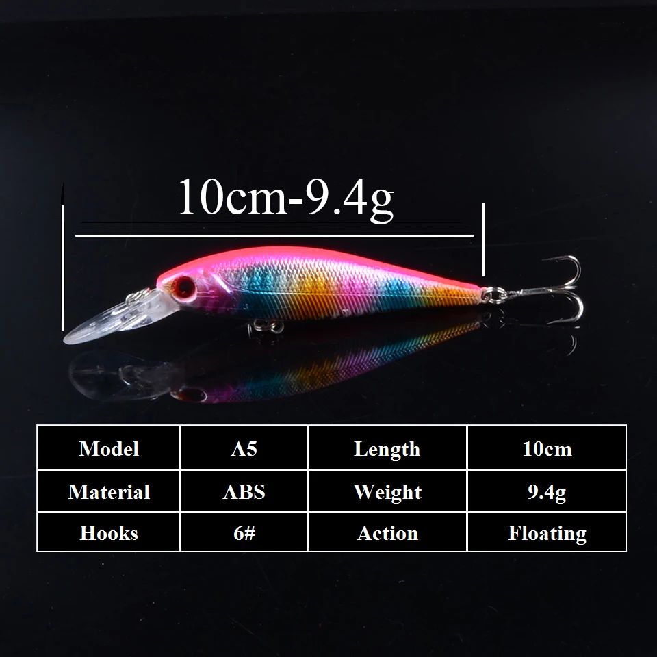 8pcs/lot 10cm 9g Hard Minnow Fishing Lure Topwater Floating Wobblers Crankbait Bass Artificial Baits Crankbait Carp Lures Pesca