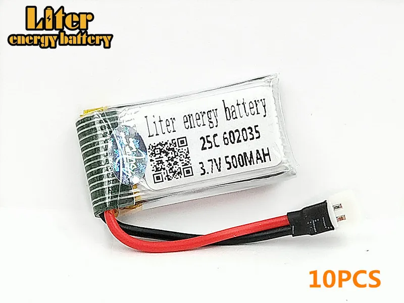 

10 шт./лот Limskey Оригинал H107 X4 H31 запасные части 3,7 V 500mah 602035 батарея H31-011 Lipo батарея для H31 XH разъем 25C