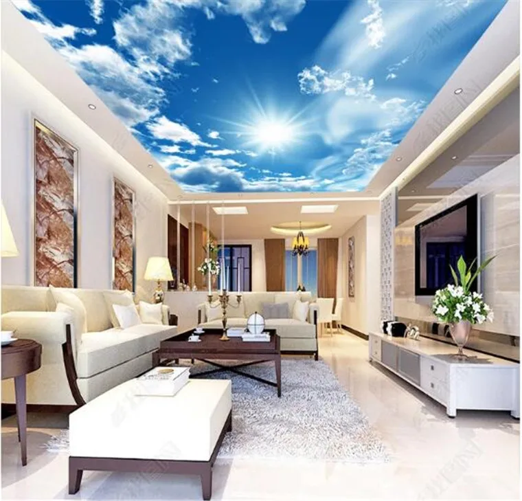 

3d photo wallpaper custom 3d ceiling wallpaper murals blue sky white clouds the sun setting wall mural 3d sitting room wallpaper