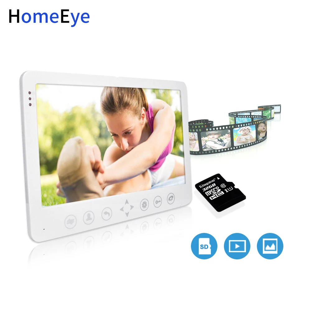 HomeEye 7'' Video Door Phone Video Intercom Hands-free Doorbell Waterproof Multi-languages OSD Menu 2-4 Security Access System