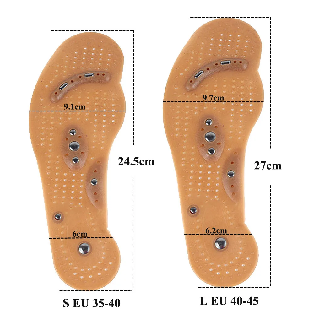 Silicone Magnetic Insoles Slimming Therapy for Weight Loss Massage Foot Care Shoes Mat Pad Brown Insole Wholesale Sole man women