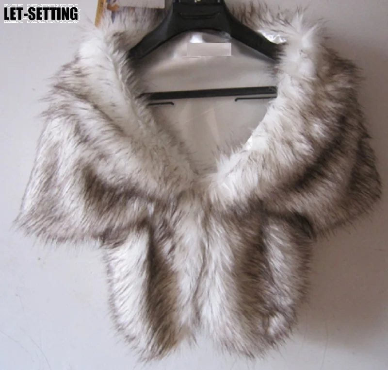 

new fashion faux fur fox fur shawl vest shoulder cloak bride shawl lady free size multi colors