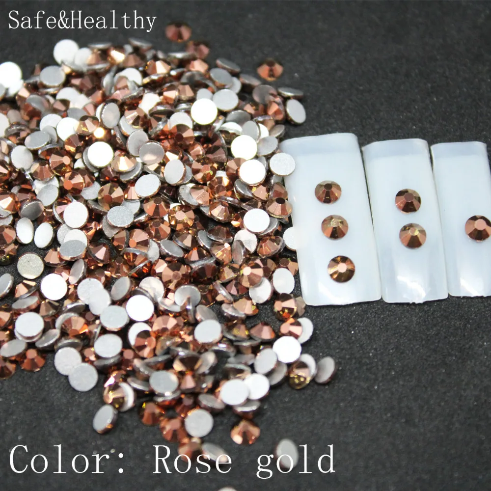 SS6-SS34 Rose gold Rhinestones Back Flat Round Nail Art Decorations And Stones Non Hotfix Rhinestones Crystals for DIY Glass