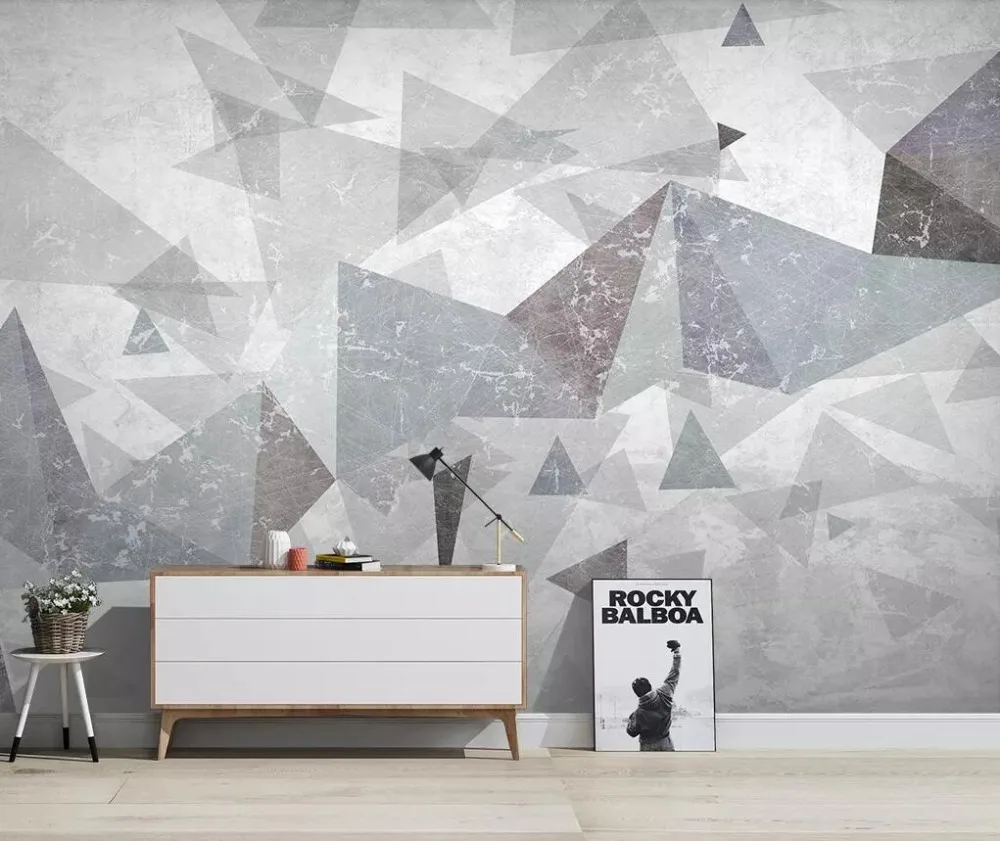 

Modern simple abstract solid geometry TV background wall painting