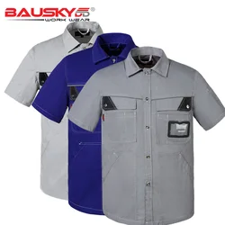 Men's workwear uniform work shirt short sleeve with pockets for mechanic carpenter