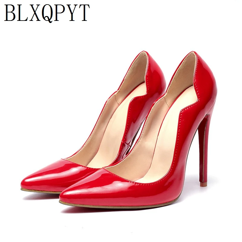 BLXQPYT Super Size 34-52 Patent Leather Pumps Fashion Office Women Sexy High Heels(12cm) Women\'s Wedding Shoes woman Party 116