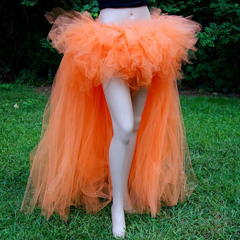 Orange Neon Formal Bustle Tutu Skirt Women Chi High Low Fashion Hippie Adult Skirt Any Color Size Free Saia Longa Faldas Cortas