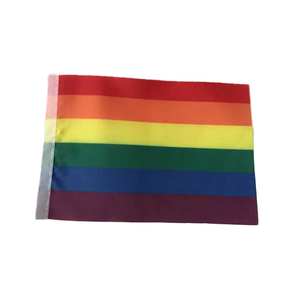 5PCS Rainbow flag Hand Waving Gay Pride LGBT parade Les Bunting 14x21cm