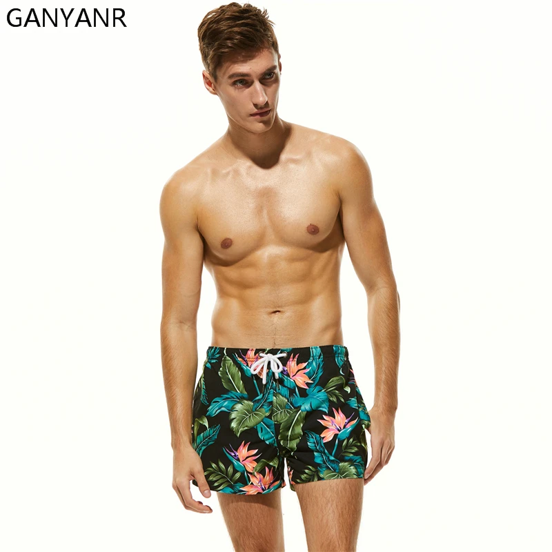 GANYANR Mens Nuoto Shorts Costumi Da Bagno di Società di Nuoto Shorts Spiaggia Bermuda Da Surf Wear Boxer quick dry Costumi Da Bagno Costumi da