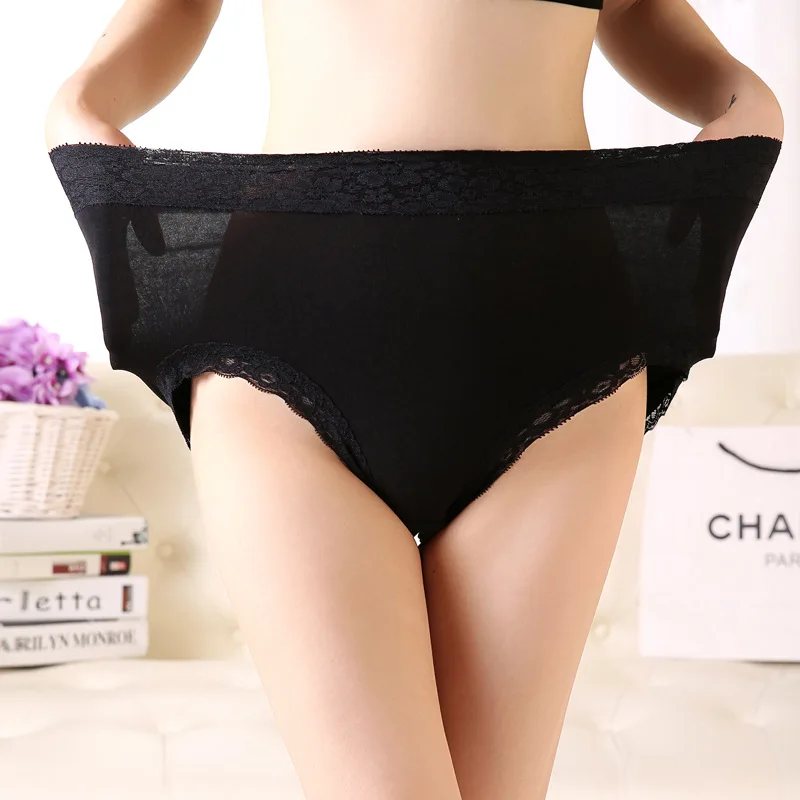 Cotton Panties Women Underwear Sexy Lace High Waist Panties Plus Size Female Lingerie Underpants Koronka Majtki Big Briefs