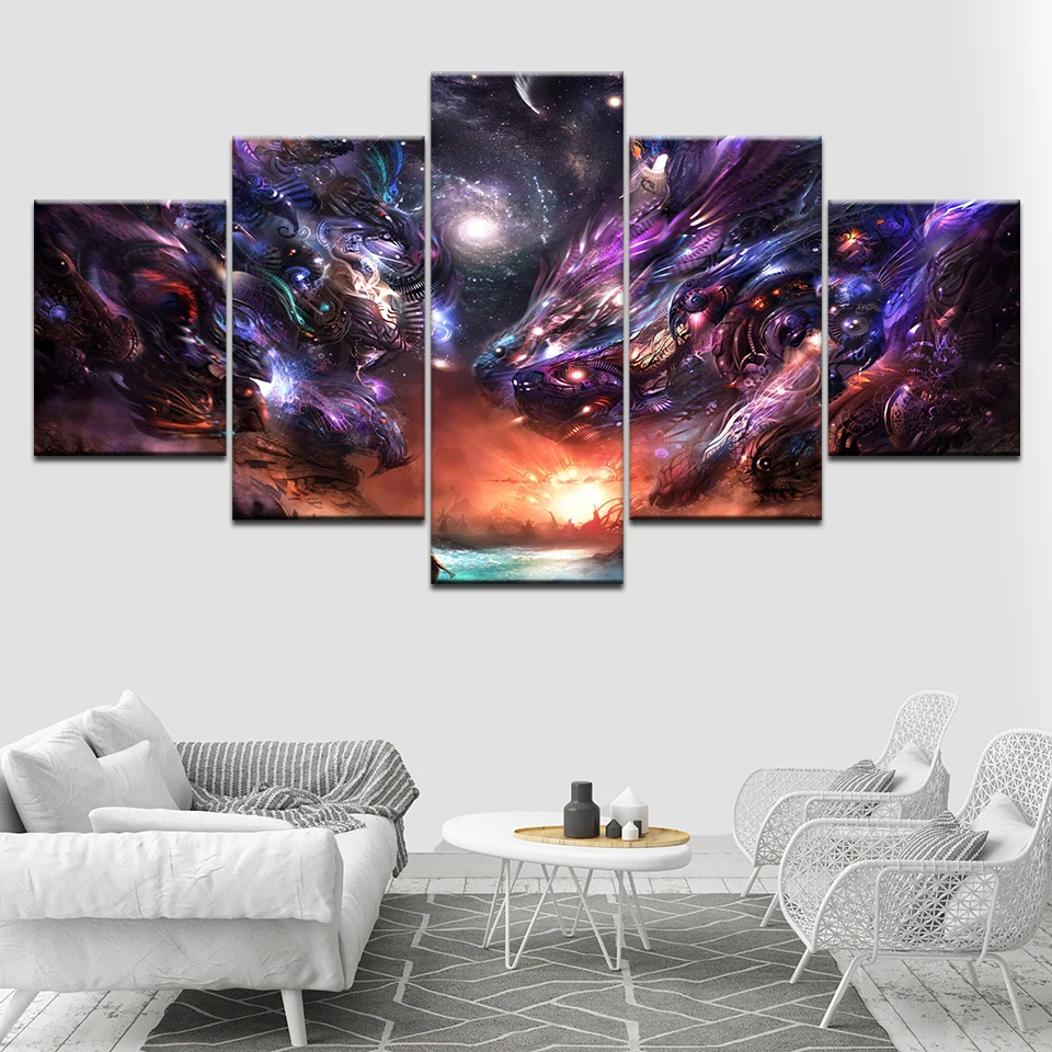 Several glowing faucets 5 Piece HD Wallpapers Art Canvas Print modern Poster Modular art painting for living room Home Decor