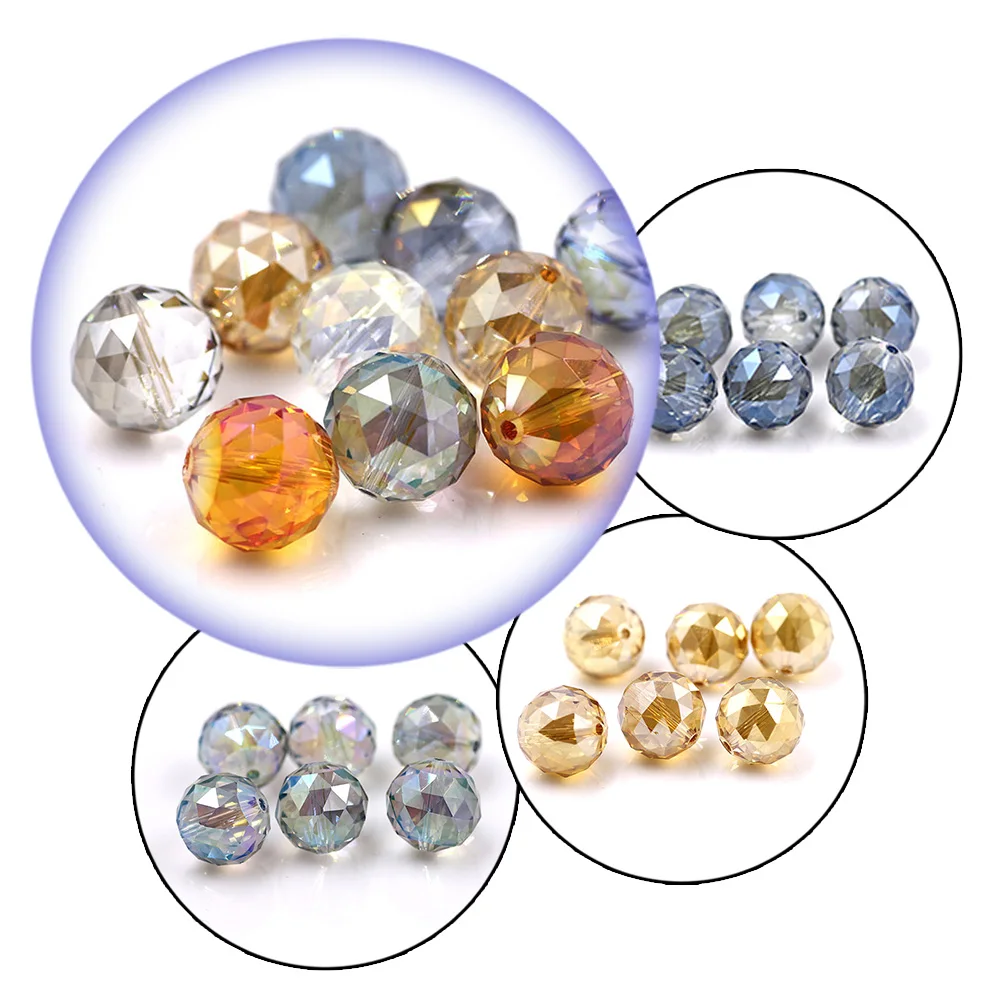 Crystal Beads Jewelry 16mm Glass Round Ball 10pcs/lot Faceted Loose Lampwork Beading For DIY Needlework Accessories