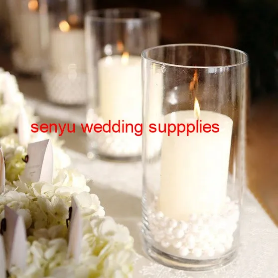 New popular crysyal vases candle holder wedding centerpieces,clear vase for flower arrangement,round clear acrylic vases senyu80