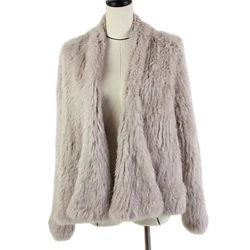 Free shipping women natural real rabbit fur jacket waistcoat/jackets rabbit knitted winter warm coat C01