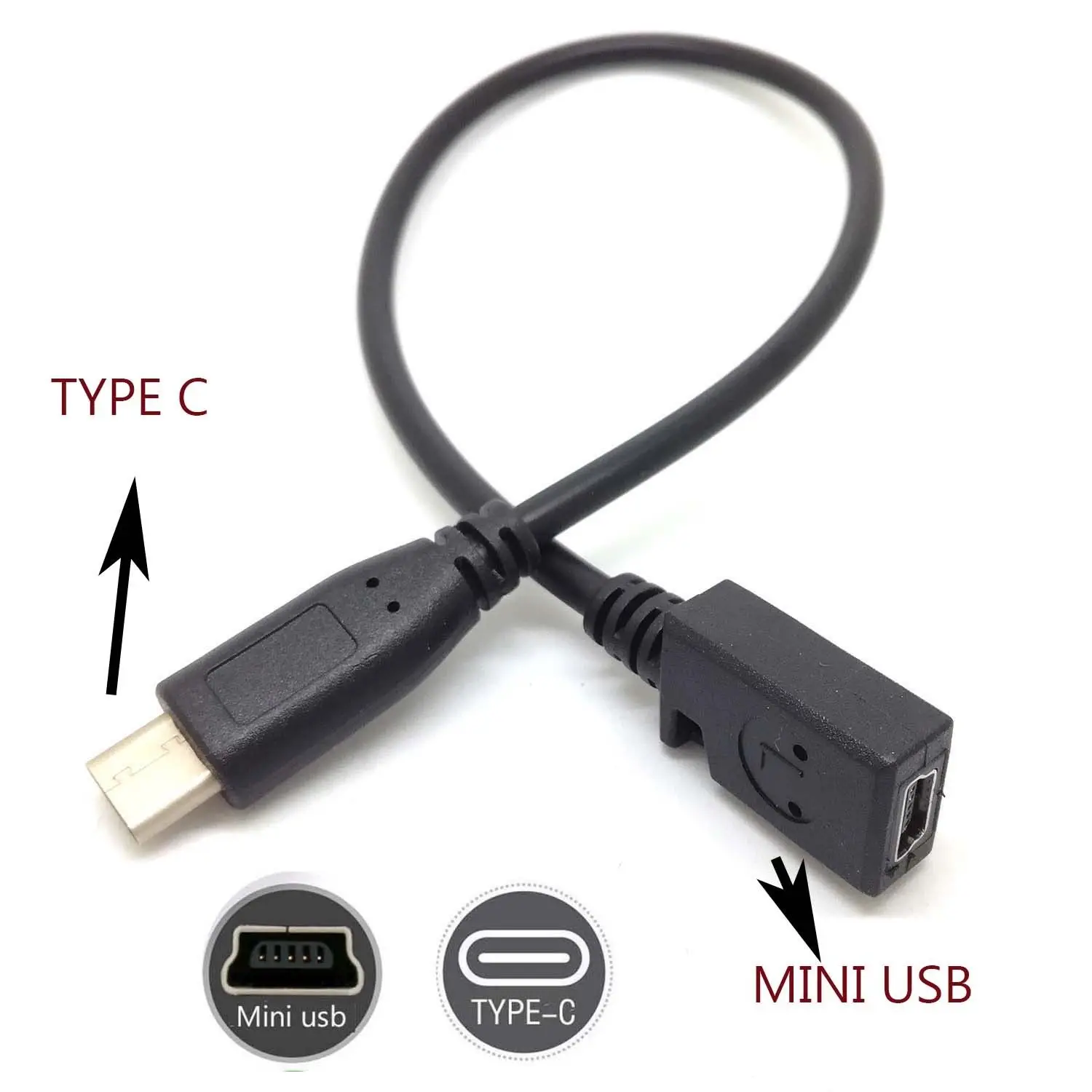 Type C USB 3.1 Male to 5pin Mini USB Female Charging Data sync Cable Cord Adapter