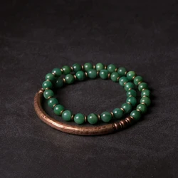 Retro Vintage African Beaded Bracelet Set Red Stone Copper Handcrafted Couple Bracelets for Women Men Boho Ethnic Jewelry Wholes