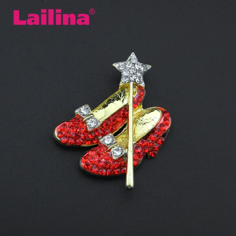 New Arrival Red Rhinestone Small Shoes Wizard Five-pointed Star Brooch