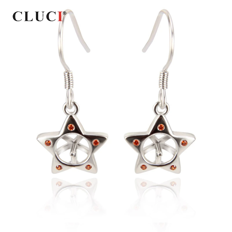 

Серебряные серьги CLUCI с 925 звездами для женщин, серьги-подвески с жемчугом из циркония, серебряные серьги со звездой, ювелирные изделия из драгоценных камней SE060SB