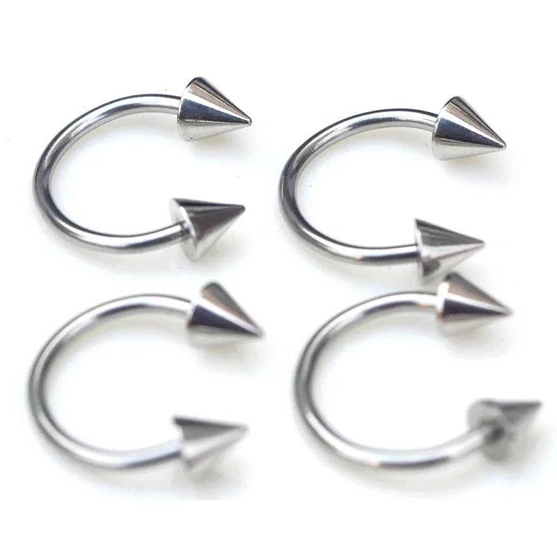 Cone Spike Horseshoe Circular Ring 5pcs Surgical Steel Labret Nipple Hoops Nose Septum Eyebrow Piercing Body Jewelry 8mm 10mm