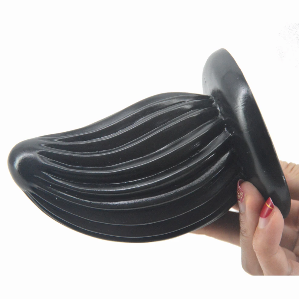 FAAK Newest anal plug with suction cup ribbed surface anal dildo shell design curved butt plug lesbian gay masturbate sex toys