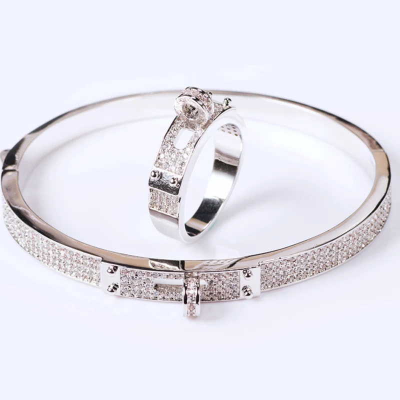 Blucome Women\'s Zircon Bangle jewelry For Party Perfect Gold-color Men\'s Bangle Pulseira Mujer Women Love Bangle & Braceletes