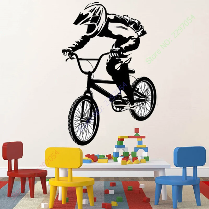 BMX Bike Bicycle Boys vinyl wall sticker Decal Bedroom Art Decor Home living room Background wall decoration mural