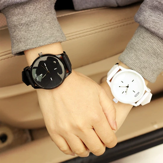 Kezzi Brand Waterproof Black White Couple Watches Ladies Tables Fashion Big Dial Men Women Silicone Watch Dress Clock