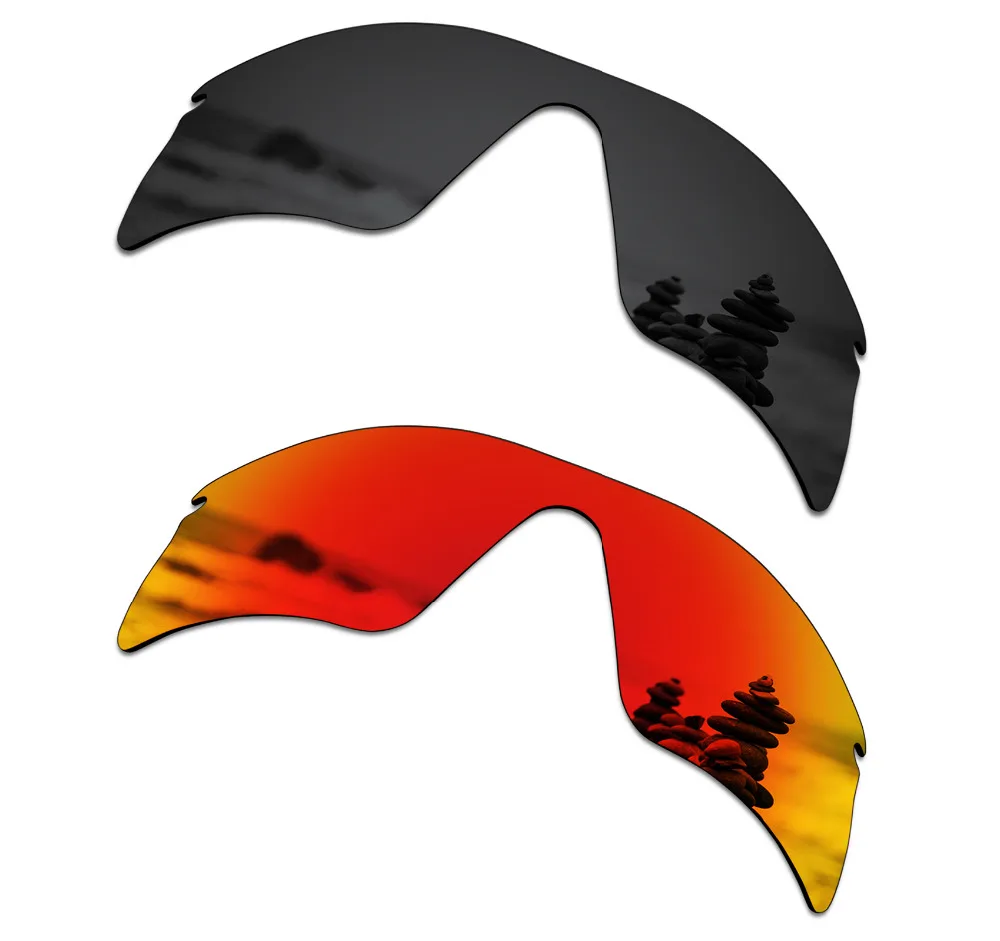 

SmartVLT 2 Pieces Polarized Sunglasses Replacement Lenses for Oakley Radar Range Stealth Black and Fire Red