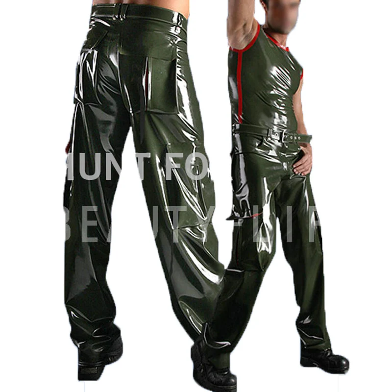 

Latex Fetish Trousers Sexy Pants For Men Bottoms w/ Zipper Plus Size Customization 100% Natural Handmade