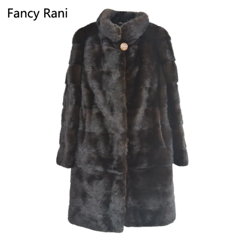 Fancy Rani Real Mink Fur Coat Thick Warm Genuine Fur Winter Clothes Full Pelt Natural Fur Long Jacket Women Customizable