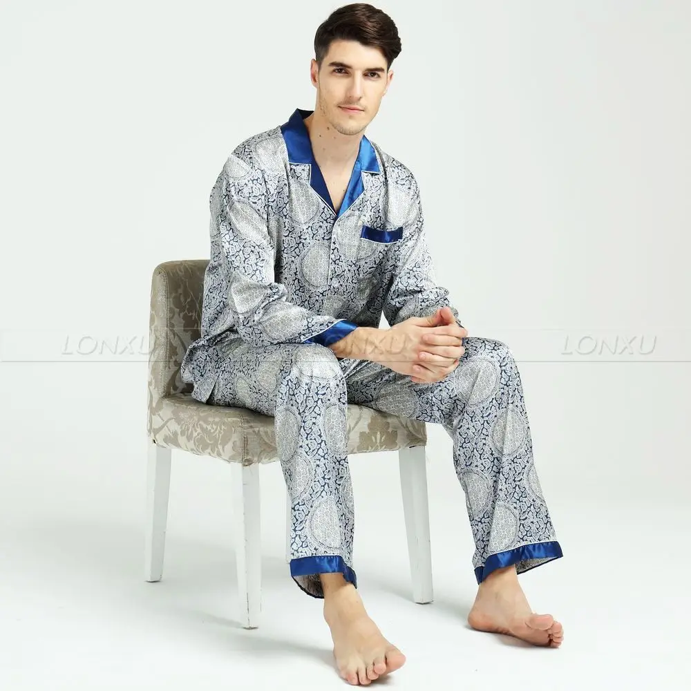 Mens Silk Satin Pajamas Set Pajama Pyjamas Set  Sleepwear  Loungewear  M,L,XL,XXL,3XL